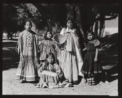 Five Apache Girls (Elizabeth 'Gracie' Miles, Mya Kitcheyan, Carrie Reede, Sirianna Shaw (kneeling) Rebekah Miles)